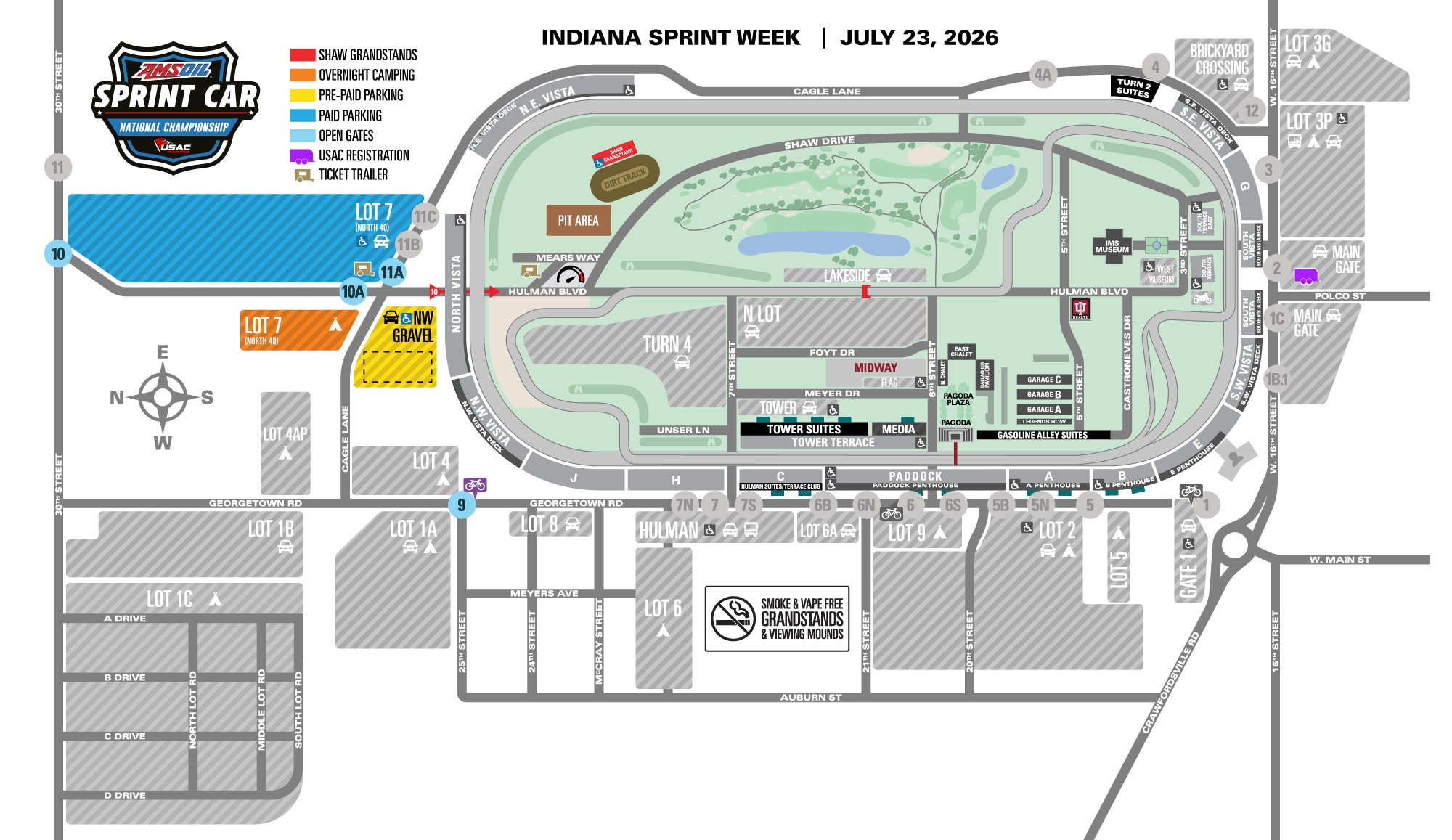Indiana Sprint Week Parking Map